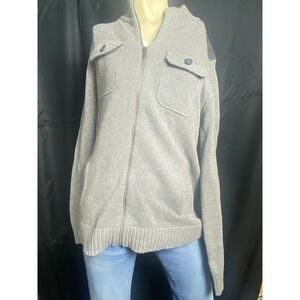 Mens Grey Knit Sweater Pullover Long Sleeve Crew Neck Size XL